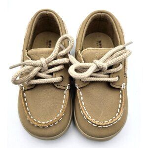 SPERRY TOP-SIDER Crib Linen/Oat INTREPID BOAT Leather Shoes Infant Size 4
